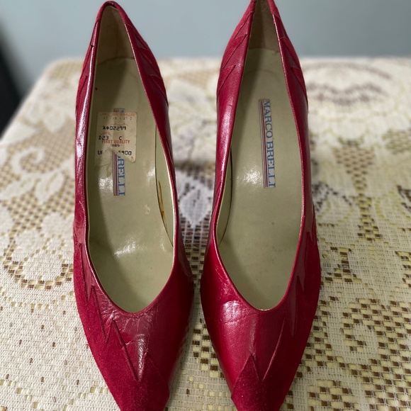 Marco Berelli red leather retro heels. - Picture 1 of 6